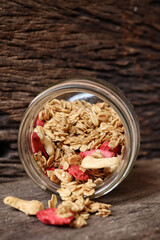 Granola and strawberry dried fruits