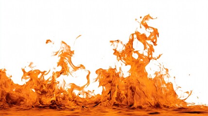 Dynamic Fire Isolated on White Background: Flame Element for Graphic Design and Visual Projects