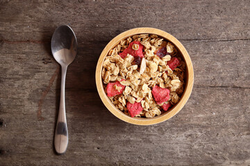 Granola and strawberry dried fruits
