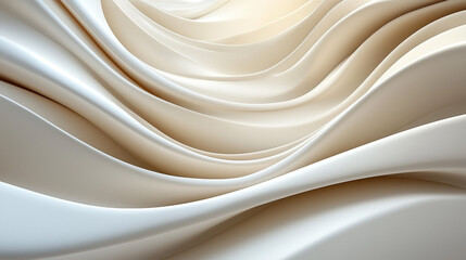 Fototapeta premium Abstract wavy curves in light cream and beige