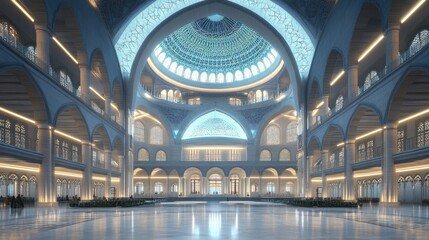Obraz premium Grand mosque interior, elegant arches