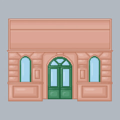 top view city building in pixel art style with isolated background