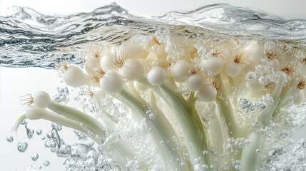 garlic and onion in splash water