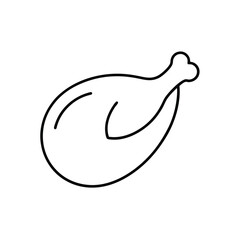 Chicken breast fillet cooked Black line drawing