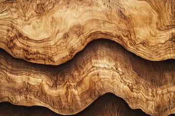 Abstract Olive Wood Grain Close Up in Studio Shot Showing Natural Curves and Rich Texture for Background or Design Element