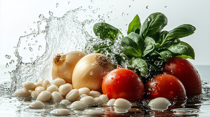 garlic and onion in splash water