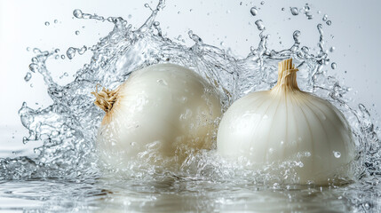 garlic and onion in splash water