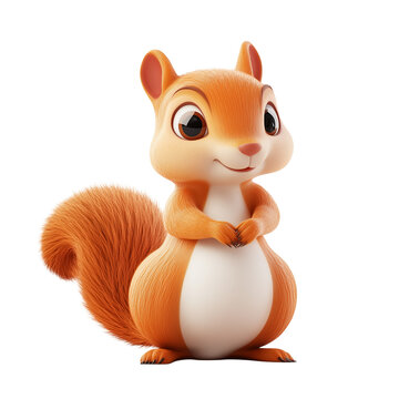 3d rendering icon squirrel illustration PNG. cartoon minimal style squirrel on transparent isolated background.