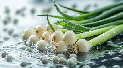 garlic and onion in splash water