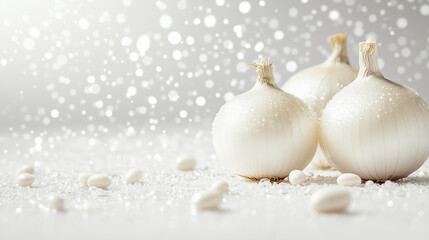 garlic and onion in splash water