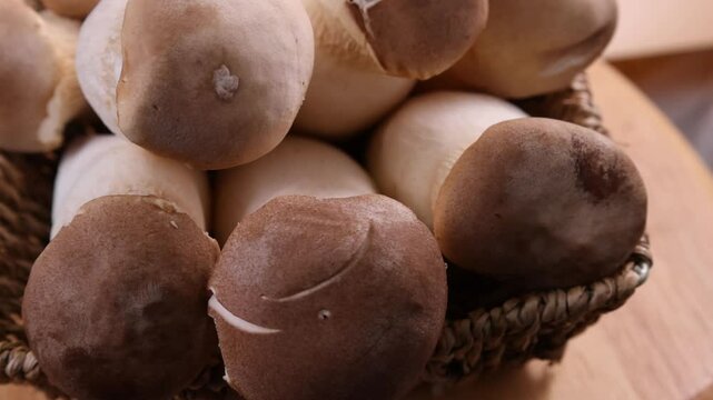 Eryngii Mushroom in a basket