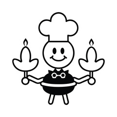 Happy Chef Cartoon Character Holding Candles