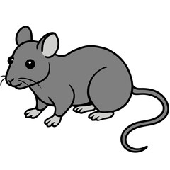 Fototapeta premium Cartoon gray mouse illustration sitting