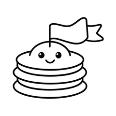 Cute Pancake Stack with Flag Illustration