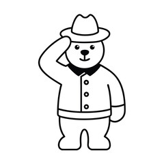Cute Bear Saluting in Uniform