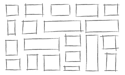 Hand-drawn rectangle sketches in pencil style, rough geometric frames for highlighting information, abstract layout elements, infographic accents, and creative design use