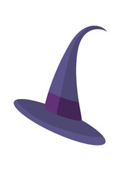 Magic Witch Hat, Halloween. Flat vector, clipart illustration isolated on white background.