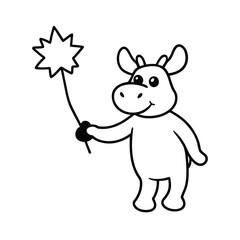 Cute Cartoon Calf Holding Star