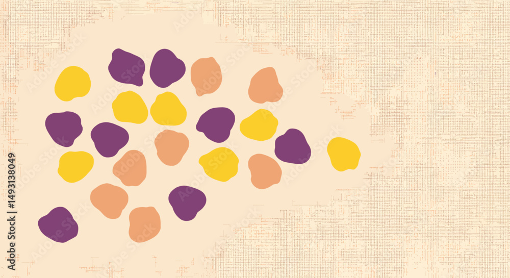 Poster abstract pattern of colorful circles on beige background