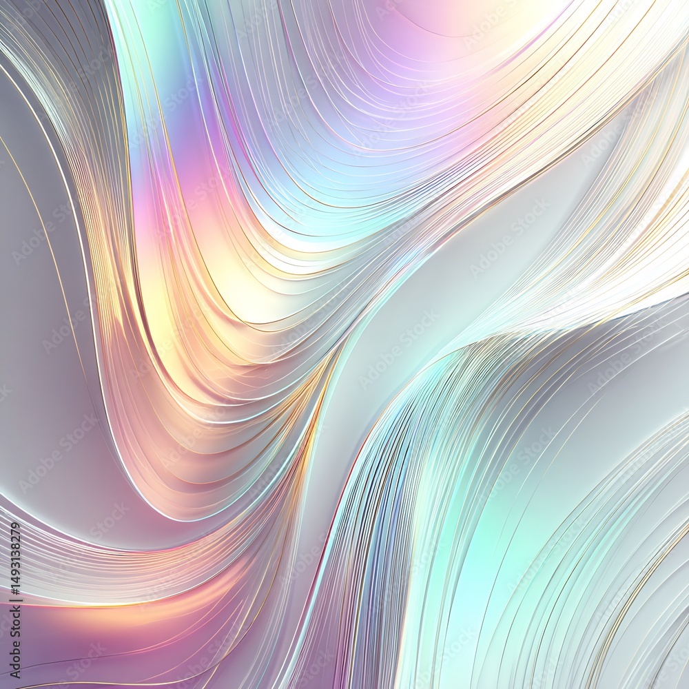 Poster iridescent flowing shapes create a colorful fluid dreamscape abstract design