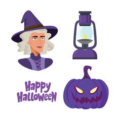 Halloween set. Flat vector, clipart illustration isolated on white background.