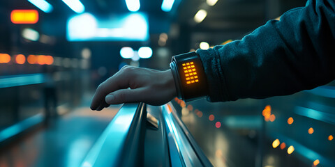 Smart wrist device controlling elevator access, Wearable biometric security technology, Digital wristband for smart building access