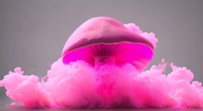 Fiusha colored smoke mushroom rising 4K