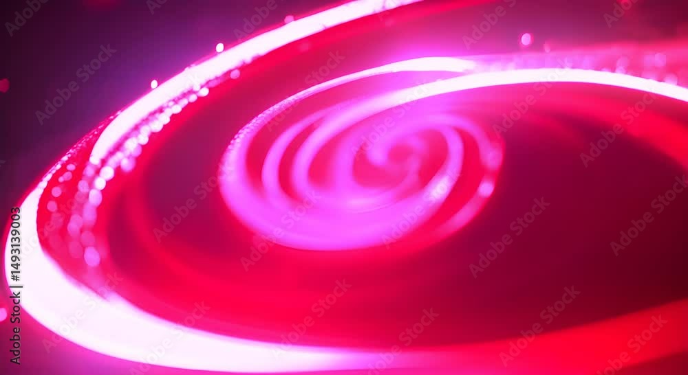Poster background red rotating spiral with luminous center with bokeh 4k