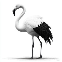 Obraz premium Isolated black-and-white flamingo line art on white background, concept for branding, white background