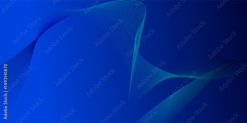 Poster abstract glowing wave lines on dark blue background. dynamic wave pattern. modern flowing wavy lines