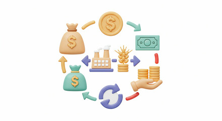 Fototapeta premium Agriculture money cycle illustrating a business model