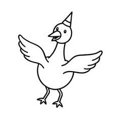 Happy Goose Wearing Party Hat Illustration