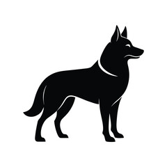 German Shepherd Alert Black Vector Silhouette