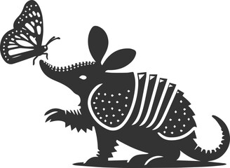 Vector drawing animal silhouette of a armadillo