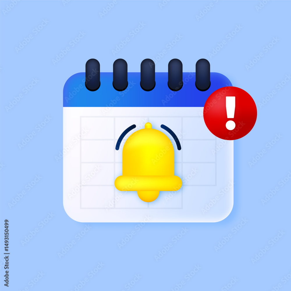 Poster calendar deadline or event reminder notification. date alert notification with selected important da