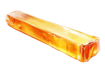 A glistening amber candy stick resting invitingly waiting to be savored radiating a warm sweet on transparent background