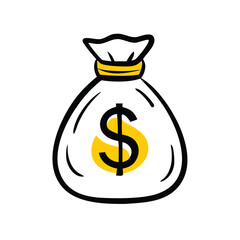 Money Bag Icon with Dollar Symbol Vector.