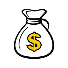 Money Bag Icon with Dollar Symbol Vector.