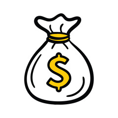 Money Bag Icon with Dollar Symbol Vector.