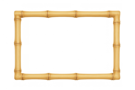 Bamboo frame surrounding empty space, providing organic border with natural wood texture and minimalist design elements