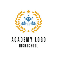 academy highschool logo design concept idea