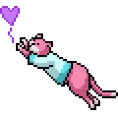 pixel art of cat play with heart