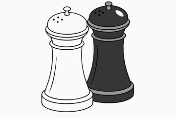  A pair of ceramic containers, one white and one black, with clean, minimalist designs, photographed against a transparent background