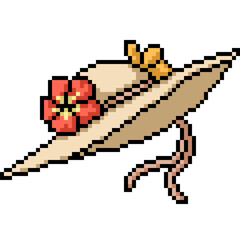 pixel art of beach flower straw hat