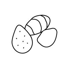 Sweet potato chunks Black line drawing