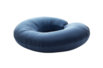 A plush blue travel pillow offering restful support for neck relaxation embracing tranquil on transparent background