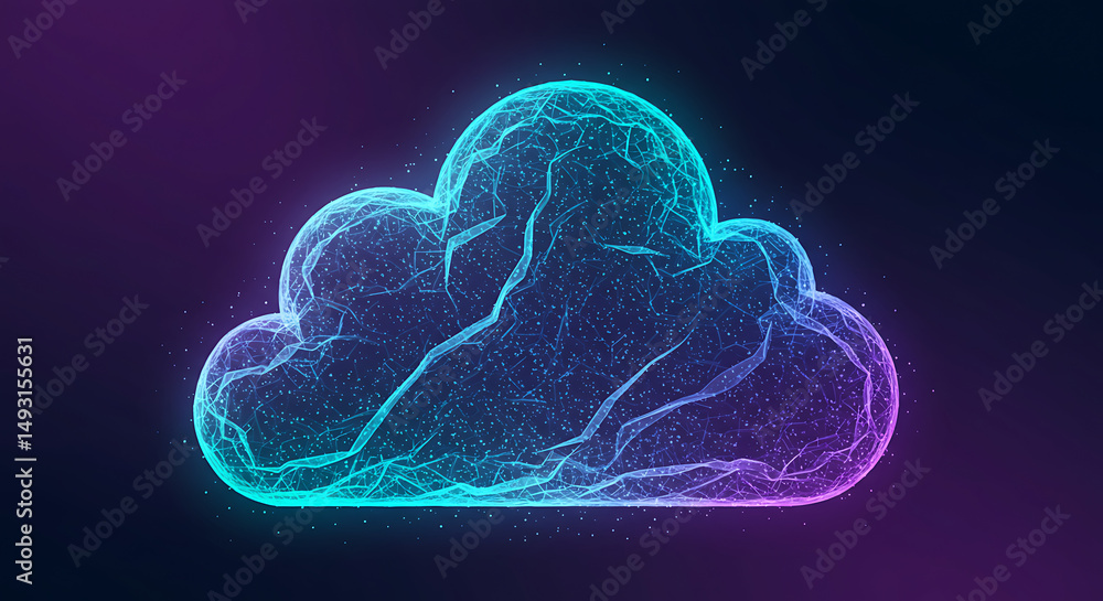 Aufkleber abstract cloud computing concept network, data storage, and digital transformation