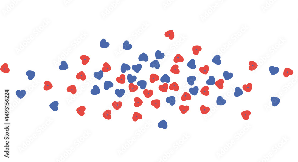 Poster abstract scatter plot with blue and red shapes