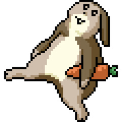 pixel art of lazy rabbit sit relax