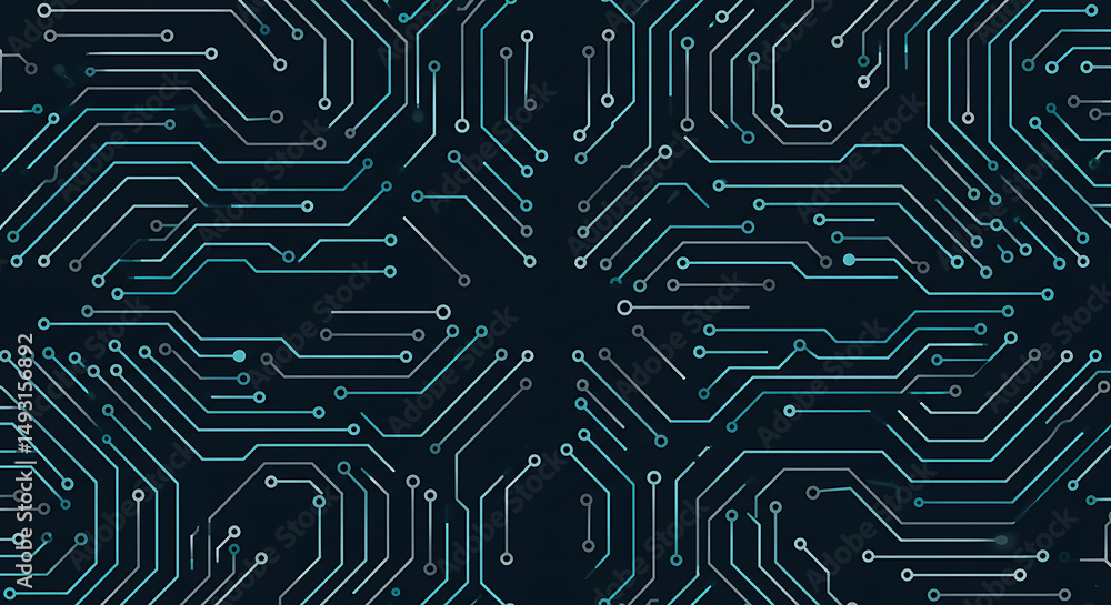Poster abstract circuit board pattern teal and gray technology background